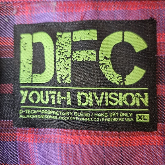 Dixxon Boys Flannel Shirt Size XL Youth Div Plaid Snap Front‎ - Picture 5 of 8